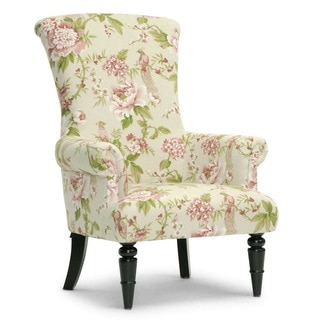 Baxton Studio Kimmett Beige/ Pink Linen Floral Accent Chair
