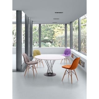 Probability Orange Diamond-tufted Velour and Wood Contemporary Chair