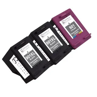 Sophia Global Remanufactured Ink Cartridge Replacements for HP 901XL and 901 with Ink Level Display (Pack of 3)