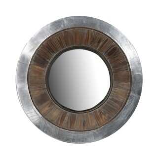 Privilege Aluminum/ Wood Round Mirror