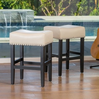 Christopher Knight Home Lisette Backless Ivory Leather Counter Stool (Set of 2)