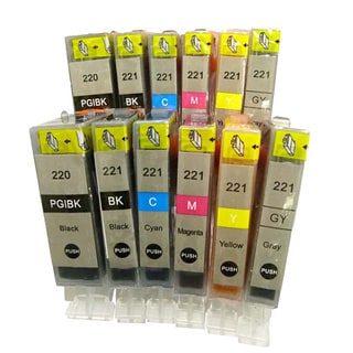 Canon PGI-220 CLI-221 Compatible Ink Cartridges for Canon PIXMA iP3600 iP4600 iP4700 (Pack of 12)