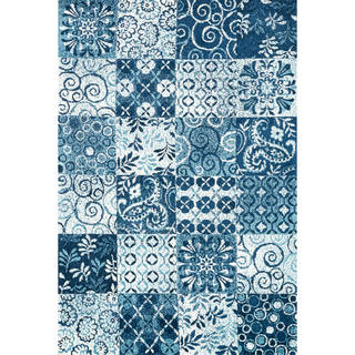 Microfiber Woven Beckett Blue Area Rug (3'6 x 5'6)