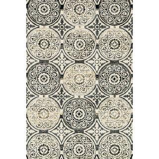 Microfiber Woven Beckett Black/ Gold Area Rug (9'3 x 13)