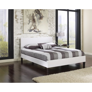Sleep Sync Beaumont Upholstered White Leather Complete Platform Bed