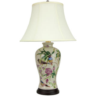 24-inch Floral White Porcelain Lamp (China)