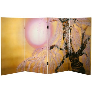 3-foot Tall Double-sided Sakura Blossoms Canvas Room Divider