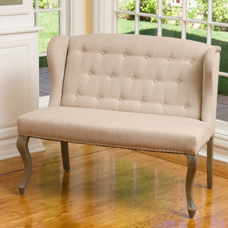 Adrianna Wingback Button-tufted Fabric Loveseat by Christopher Knight Home