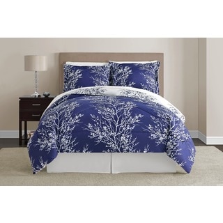 VCNY Navy and White Leaf 8-piece Comforter Set