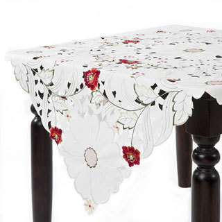 Embroidered and Cutwork 84-inch Square Tablecloth