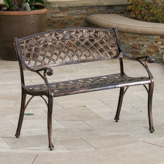 Hamilton Copper Cast Aluminum Outdoor Bench by Christopher Knight Home