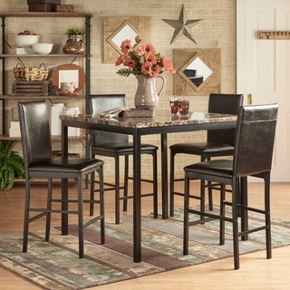Darcy 5-piece Faux Marble/ Black Metal Counter Height Dining Set by iNSPIRE Q Bold