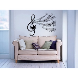 Notes Waves Musical Treble Clef Heart Wall Vinyl Decal