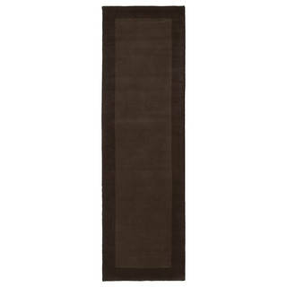 Hand-tufted Borders Brown Wool Rug (2'6 x 8'9)