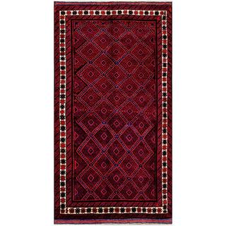 Herat Oriental Afghan Hand-knotted Tribal Balouchi Red/ Black Wool Rug (5'2 x 9'6)