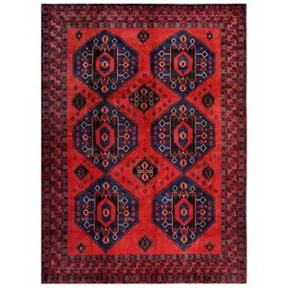 Herat Oriental Afghan Hand-knotted Tribal Balouchi Red/ Blue Wool Rug (7'2 x 9'8)
