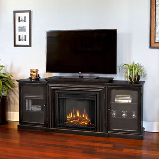 Real Flame Frederick Blackwash 72 in. L x 15.5 in. D x 30.1 in. H Electric Entertainment Fireplace