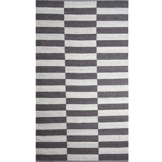 Staggered Stripe Raw Wool Area Rug