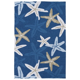 Handmade Luau Blue Starfish Indoor/ Outdoor Rug (5' x 7'6)