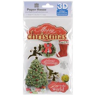 Paper House 3-D Sticker - Merry Christmas