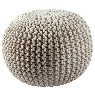 Cotton Rope 16-inch Off-white Pouf