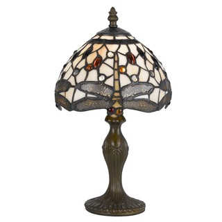 Cal Lighting Tiffany-style Grey Dragonfly 1-light Antique Brass Accent Lamp