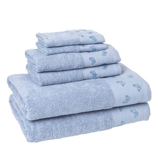 100-Percent Cotton 'Embroidered Butterfly' 6-piece Towel Set