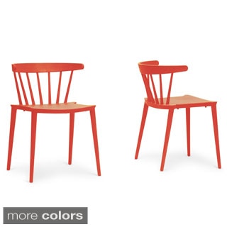 Baxton Studio Finchum Red Plastic Stackable Modern Dining Chair (Set of 2)