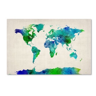 Michael Tompsett 'World Map Watercolor' Canvas Art