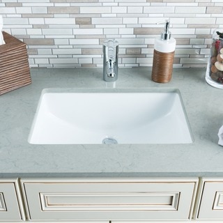 Hahn Ceramic Large Rectangular Undermount Bowl White Bathroom Sink