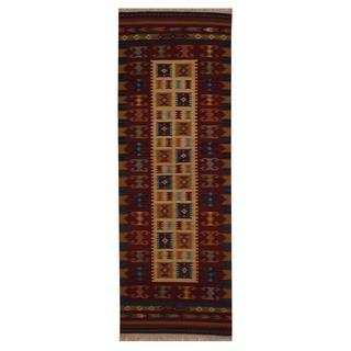 Herat Oriental Indo Hand-woven Turkish Wool Kilim Runner (2'6 x 8')