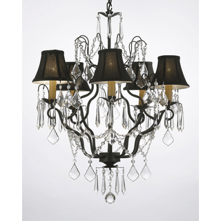 Gallery Versailles Wrought Iron and Crystal 5-light Chandelier with Shades