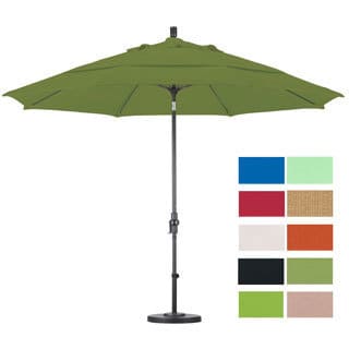 Pacifica 11-foot Crank and Push Button Tilt Umbrella with Base