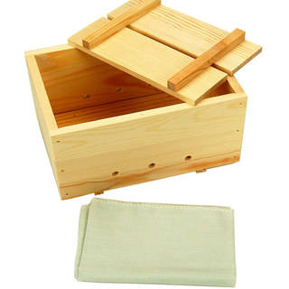 Large Wood Tofu Mold with Cheesecloth - Re-usable Wooden Tofu Press