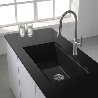 KRAUS 31-inch Undermount Single Bowl Black Onyx Granite Kitchen Sink
