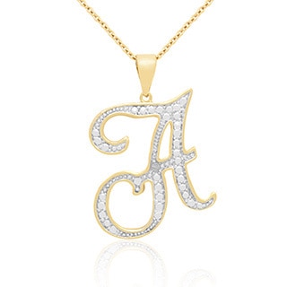 Finesque 14k Gold Overlay Diamond Accent Initial Necklace (I-J, I2-I3)