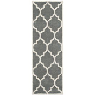 Safavieh Handmade Moroccan Chatham Dark Grey/ Ivory Wool Rug (2'3 x 13')