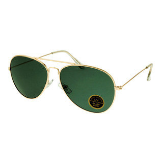 Echelon Unisex Goldtone and Green Aviator Sunglasses
