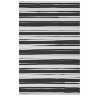 Indo Hand-woven Lucky Grey/ White Contemporary Stripe PET Area Rug (3' x 5')