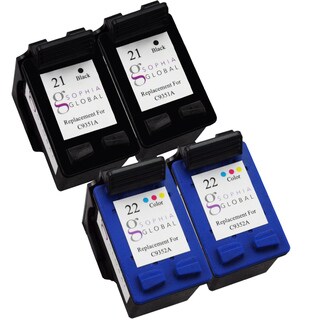 Sophia Global Remanufactured Ink Cartridge Replacement for HP 21 and HP 22 (2 Black, 2 Color)