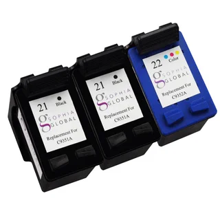 Sophia Global Remanufactured Ink Cartridge Replacement for HP 21 and HP 22 (2 Black, 1 Color)
