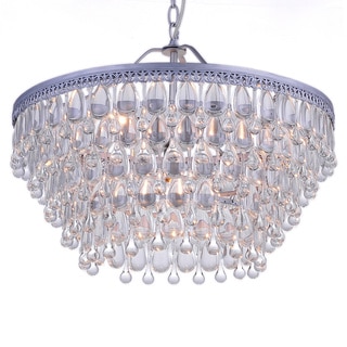 Wesley Crystal 6-light Chandelier with Clear Teardrop Beads