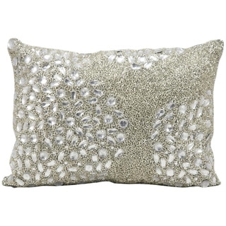 Mina Victory Luminescence Fully Beaded Silver Throw Pillow (10-inch x 14-inch) by Nourison