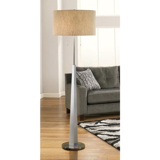 Artiva USA Luxor Contemporary 68-inch Square-tapered Brushed Steel Floor Lamp with Marble Base and Rounded Tan Shade