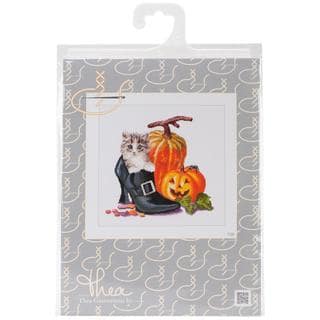 Halloween Kitten On Aida Counted Cross Stitch Kit - 12-1/4 X11-3/4 16 Count