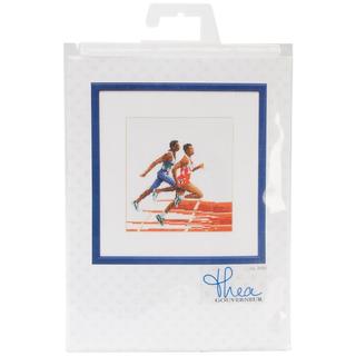 Athlete (Runners) On Aida Counted Cross Stitch Kit - 6-1/4 X6-3/4 18 Count