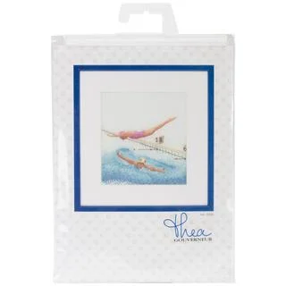 Swimming On Aida Counted Cross Stitch Kit - 6-1/4 X6-3/4 18 Count