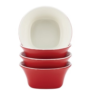Rachael Ray Dinnerware 'Round & Square' 4-piece Red Stoneware Fruit Bowl Set