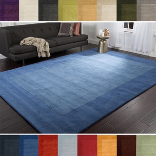 Hand Loomed Bergn Solid Bordered Tone-On-Tone Wool Area Rug (6' x 9')