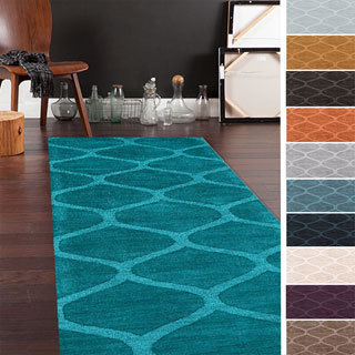 Hand Loomed Brea Casual Solid Tone-On-Tone Moroccan Trellis Wool Area Rugs (2'6 x 8')